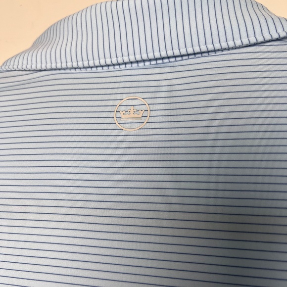 Peter Millar Polo Shirt Mens Large Blue Striped Summer Comfort Golf Performance - Picture 4 of 10